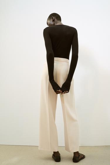 STRAIGHT-LEG HIGH-WAIST TROUSERS - Ecru by Zara - Image 4