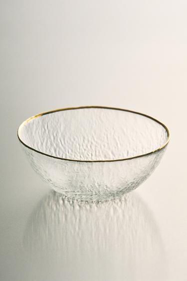 RAISED GLASS BOWL WITH GOLD RIM - Transparent by Zara - Image 4