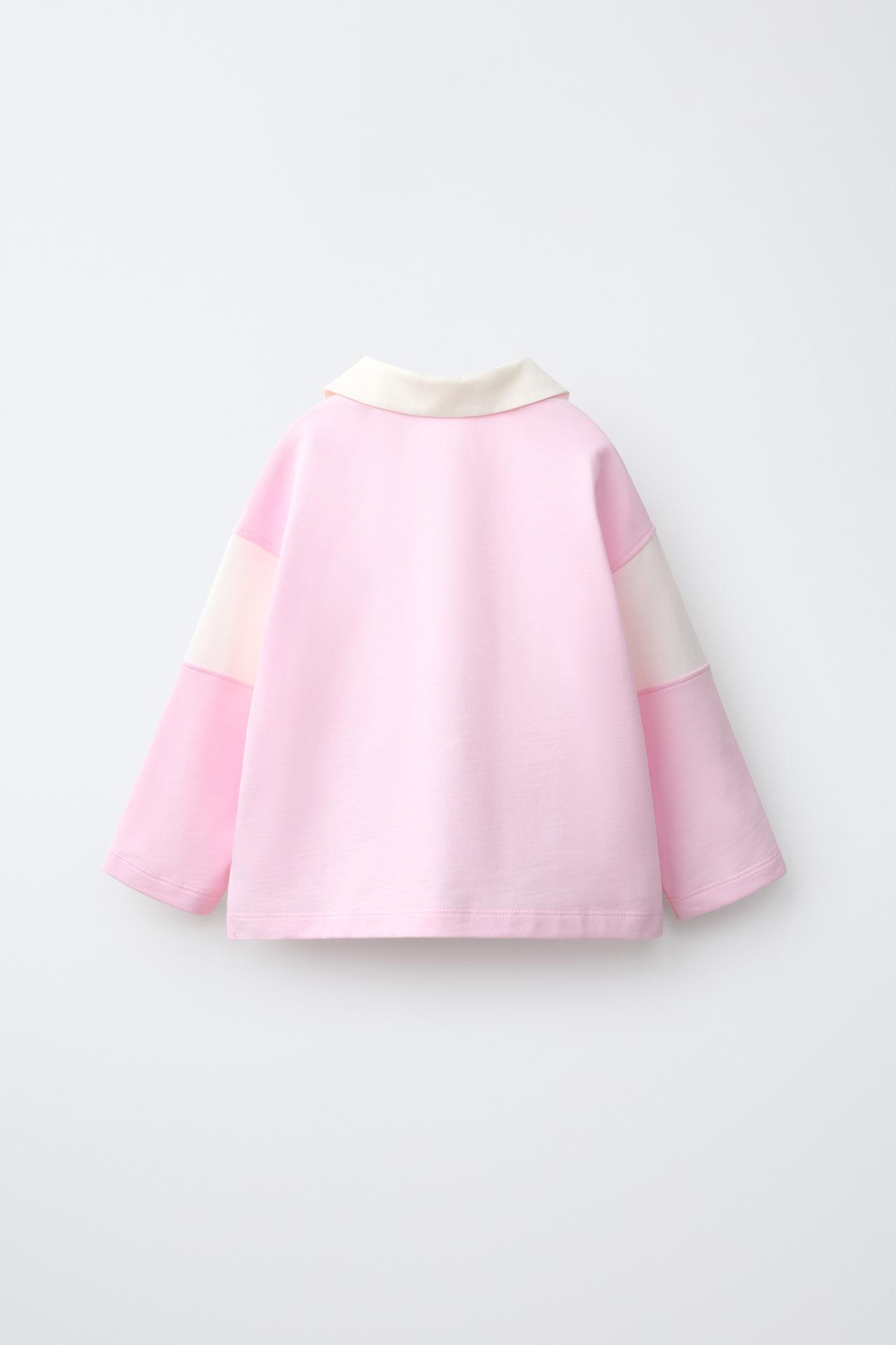 EMBROIDERED HEART COLLAR POLO — White / Pink