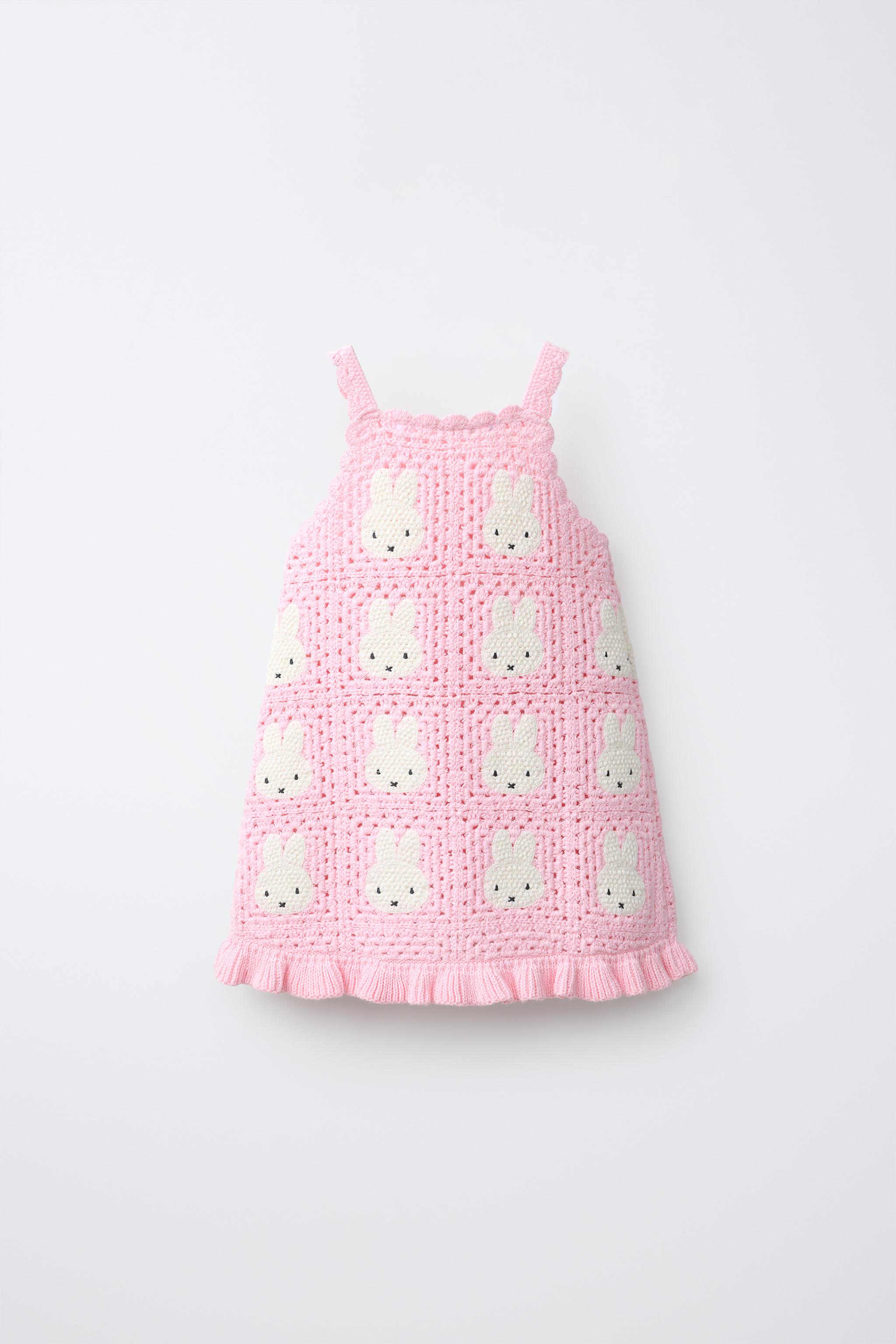 MIFFY™ MERCIS BV © CROCHET KNIT DRESS — Pastel pink