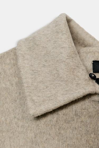 MANTEAU AVEC LAINE COL EFFET FOURRURE ZW COLLECTION - Marron clair de Zara - Image 8