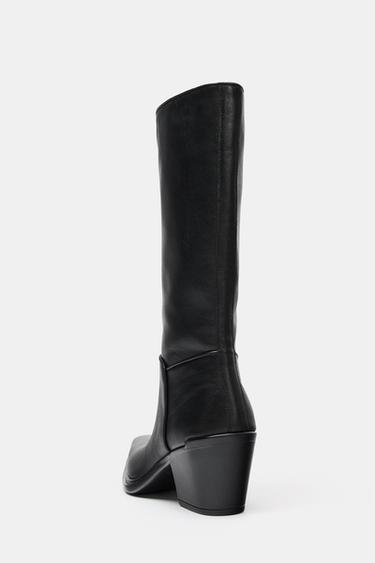 BOTTINES EN CUIR STYLE COW-BOY - Noir de Zara - Image 4