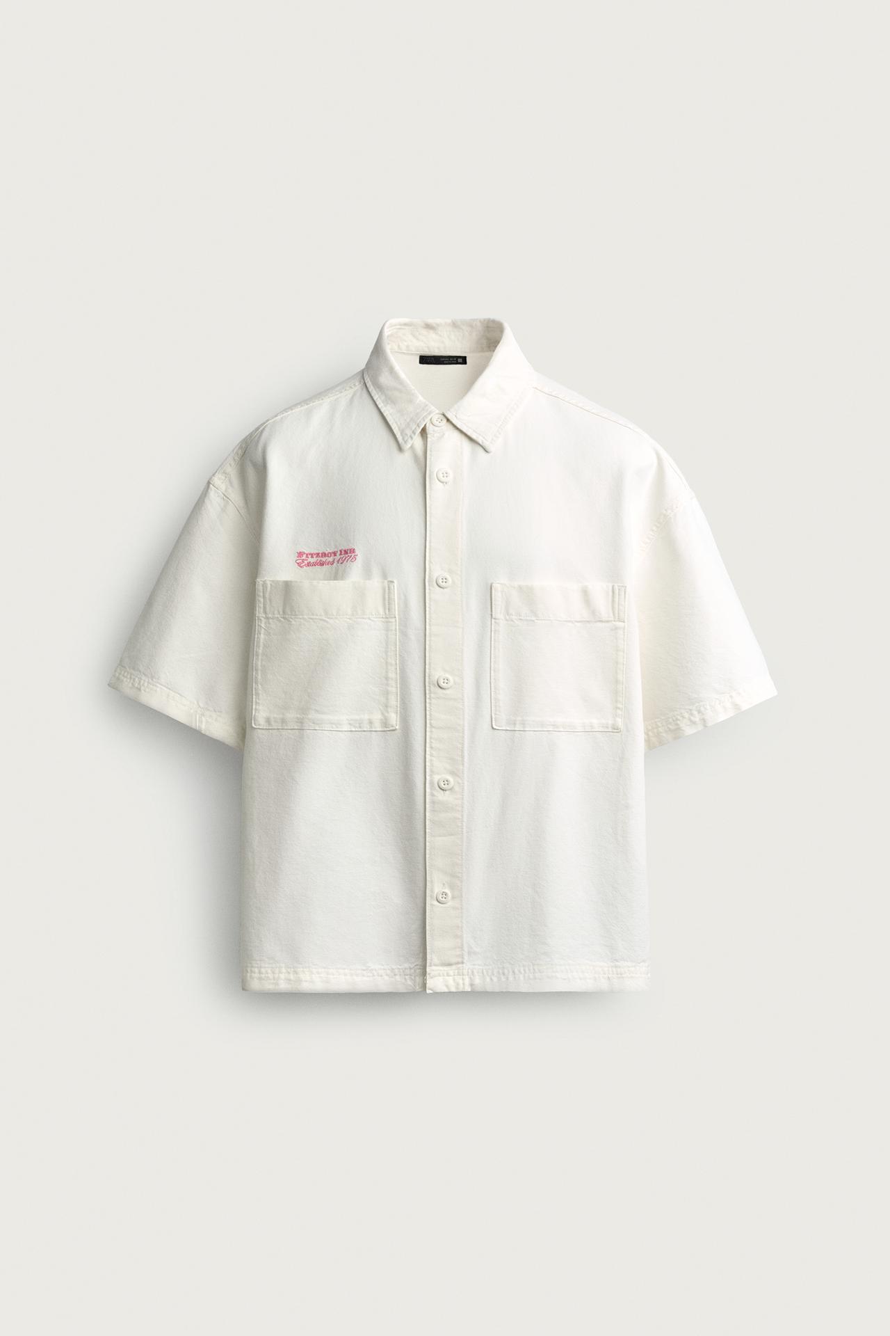CONTRASTING RELAXED FIT SHIRT — White
