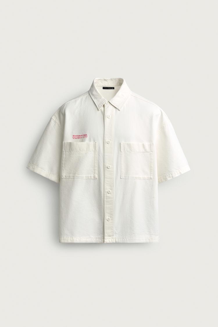 CONTRASTING RELAXED FIT SHIRT — White