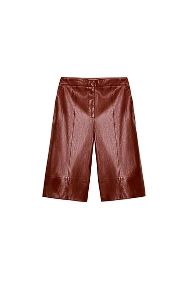 LEATHER EFFECT LONG BERMUDA SHORTS SET - Brick by Zara