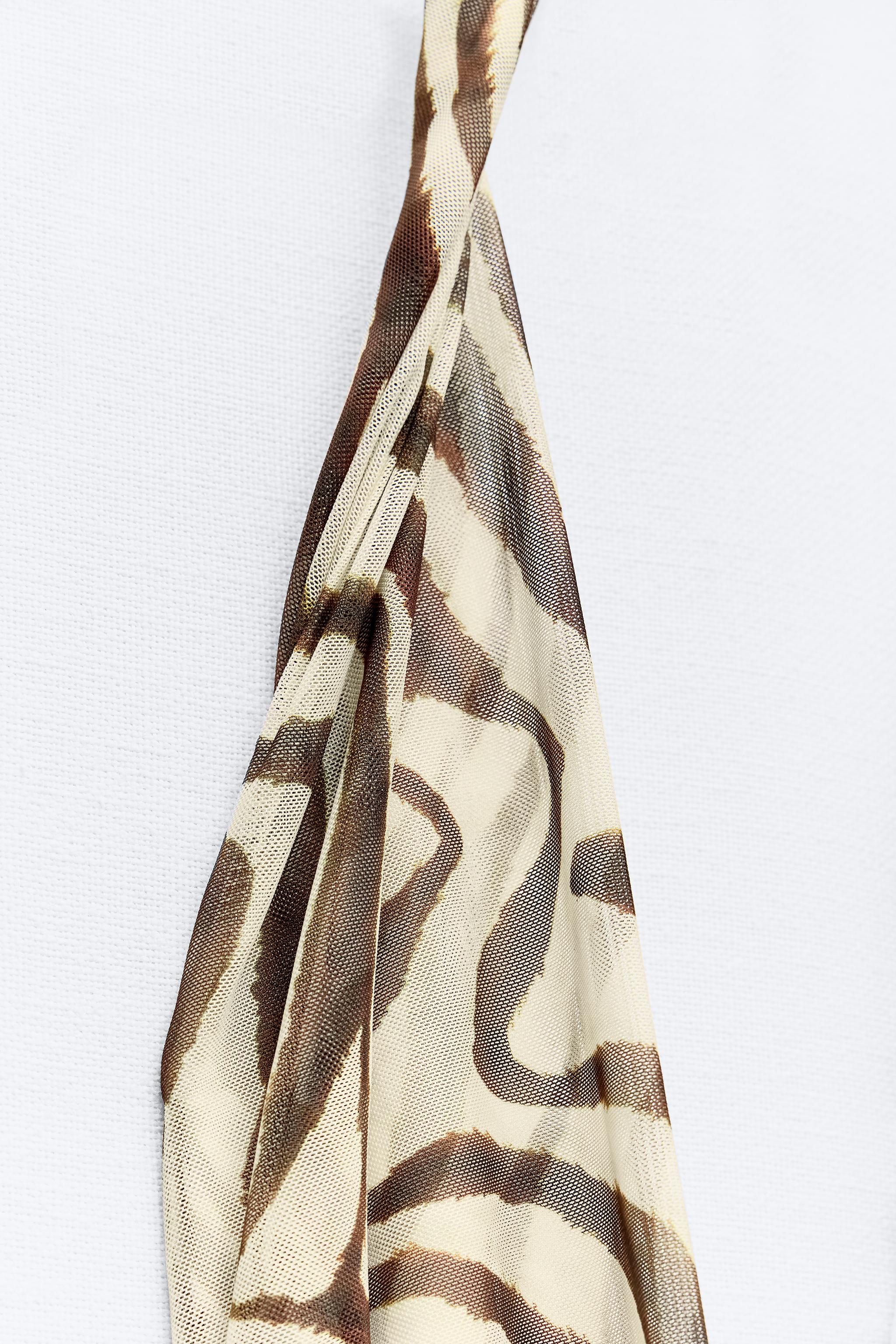 PRINTED TULLE HALTER DRESS - Zebra | ZARA United States