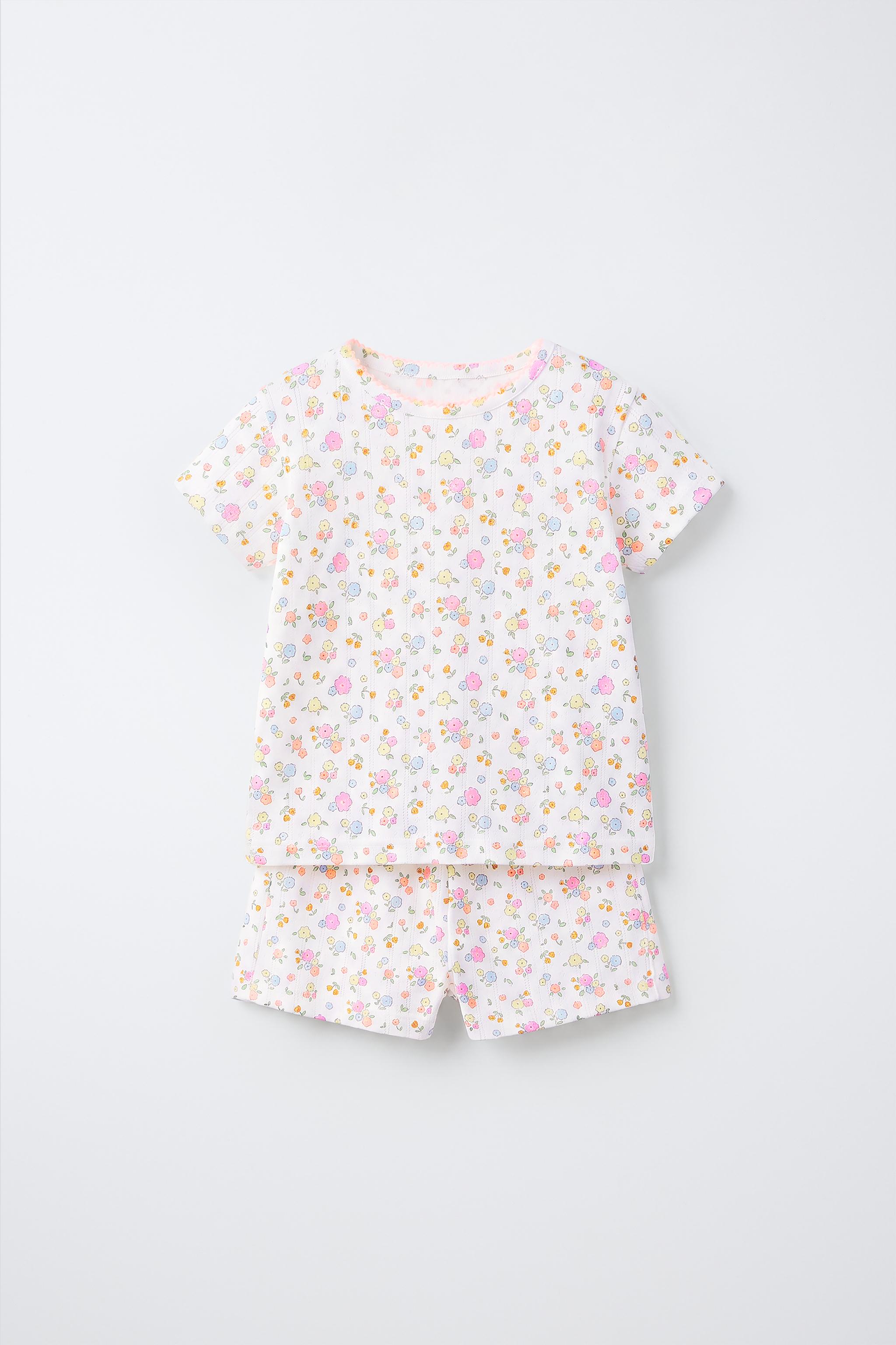 1 1/2-6 YEARS/ FLORAL PRINT PYJAMAS — Ecru (alternate view)
