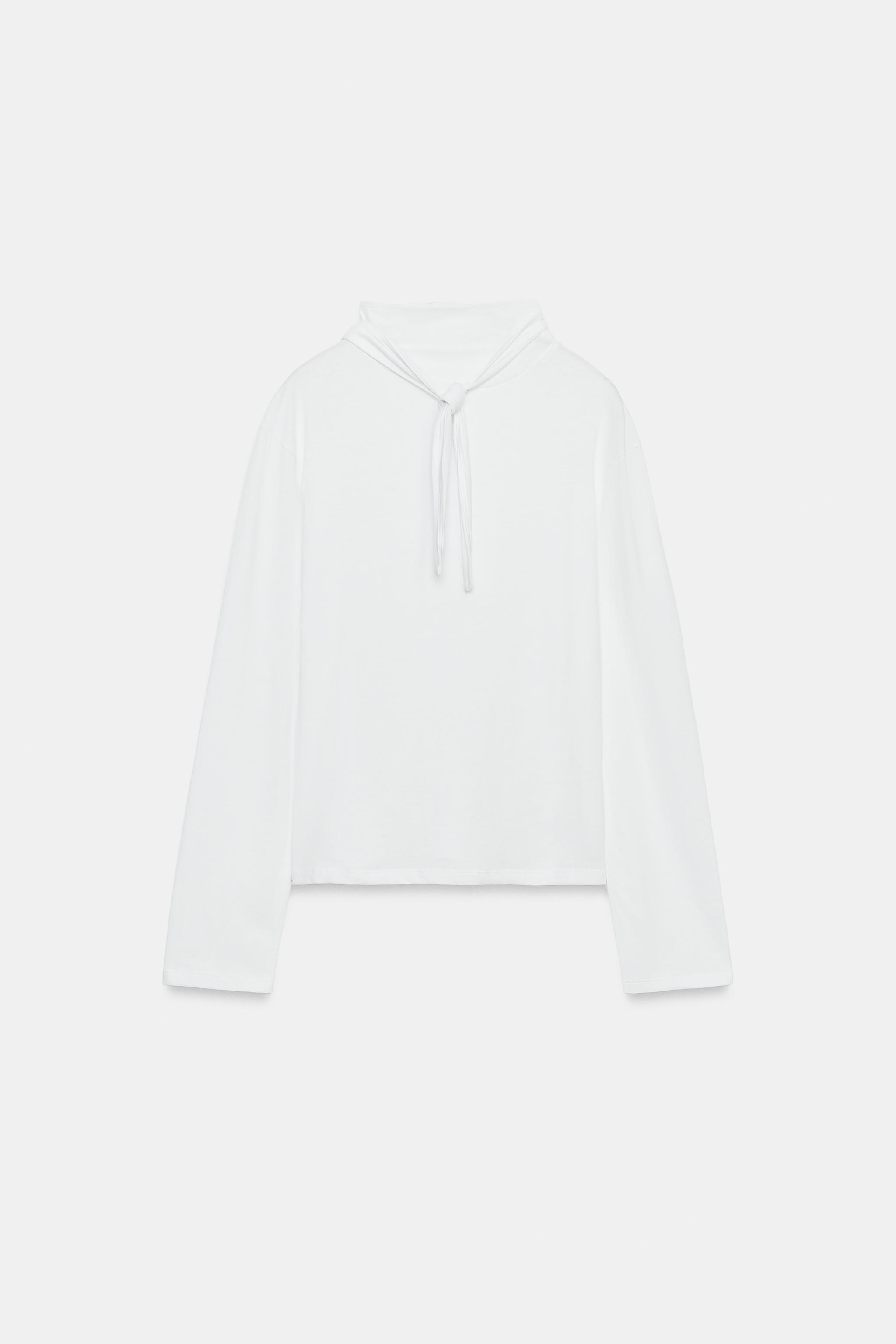 Zara FULAR DETAYLI T-SHIRT görsel 8