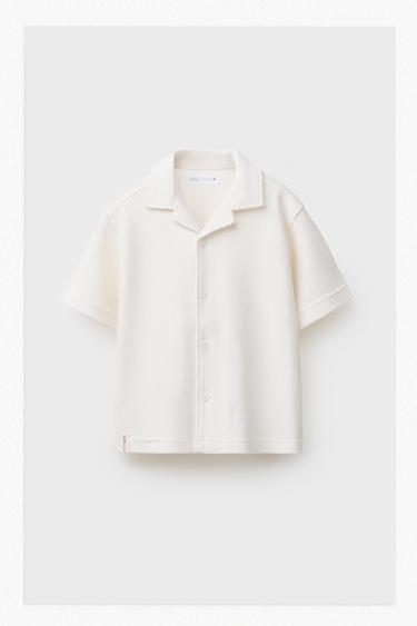 RUSTIC TOWELLING EFFECT BOWLING SHIRT - Ecru by Zara