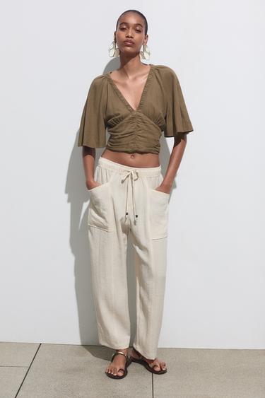 BLUZA IZ LANENE MEŠANICE Z NABORKI - Tofee de Zara - Slika 0