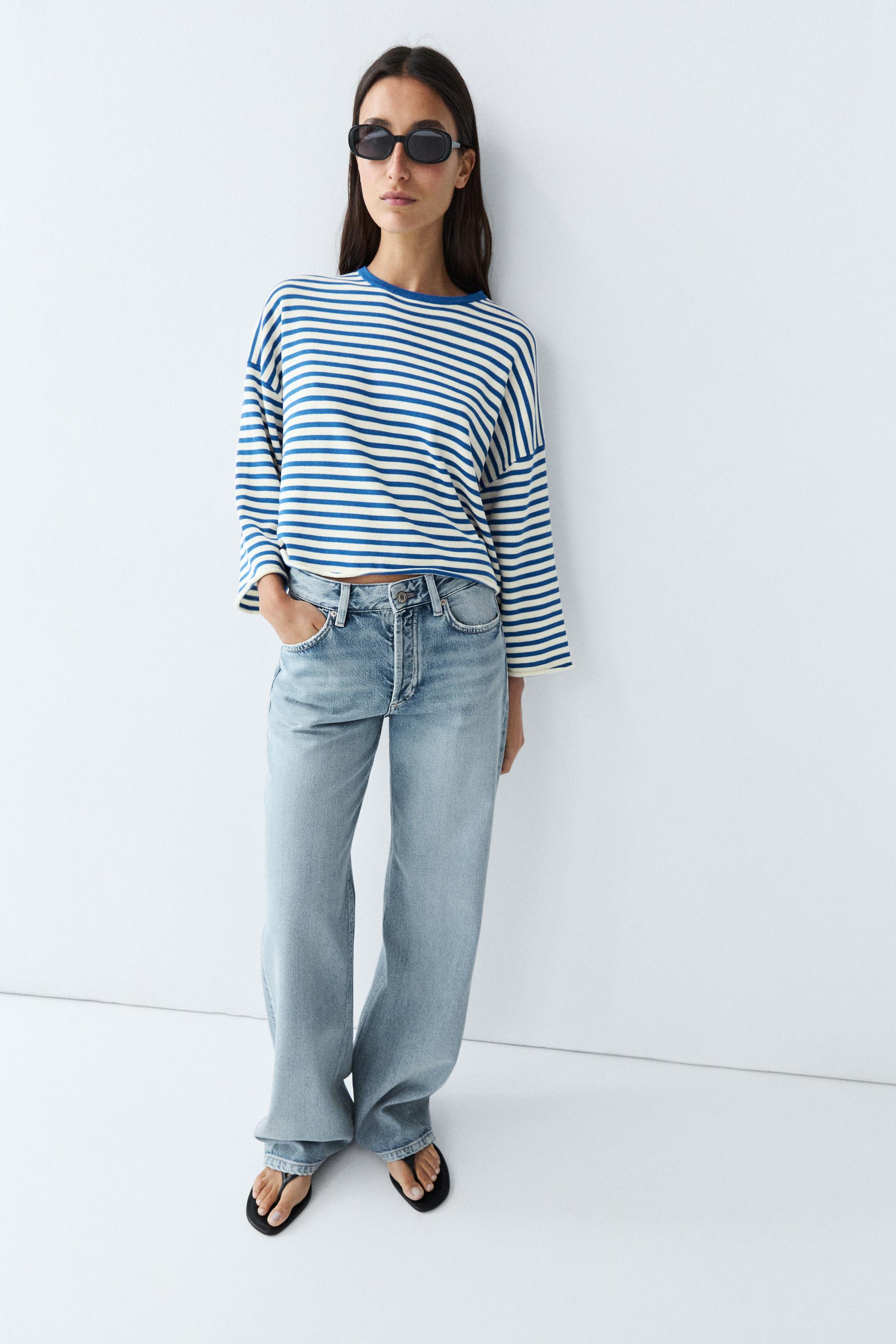 100% cotton striped knit sweater