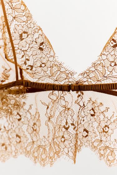 LACE TRIANGLE BRALETTE - Caramel by Zara - Image 4