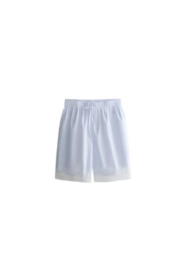 STRIPED LACE SHORTS - أزرق الخاص بـ Zara