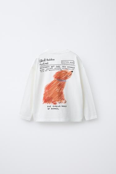 DOG PRINT T-SHIRT - Ecru by Zara - Image 1