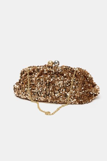 SEQUIN CLUTCH BAG - Gold by Zara - Image 2