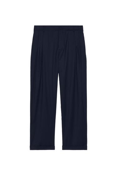 SOSHIOTSUKI x ZARA ピンストライプ柄スーツパンツネイビーブルーZaraのSOSHIOTSUKI x ZARA ピンストライプ柄スーツパンツ - ネイビーブルー 