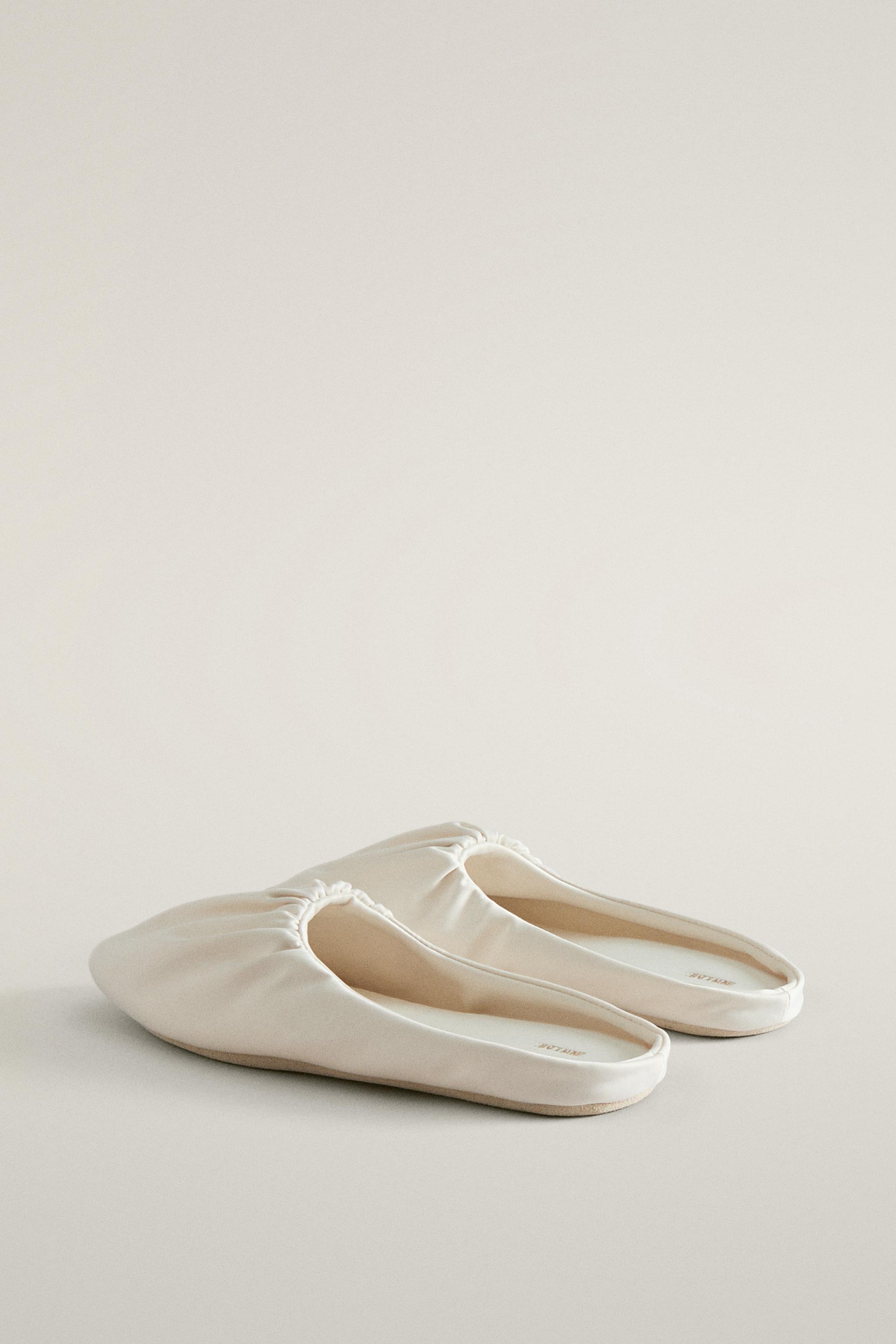 PLEATED SATEEN MULE SLIPPERS