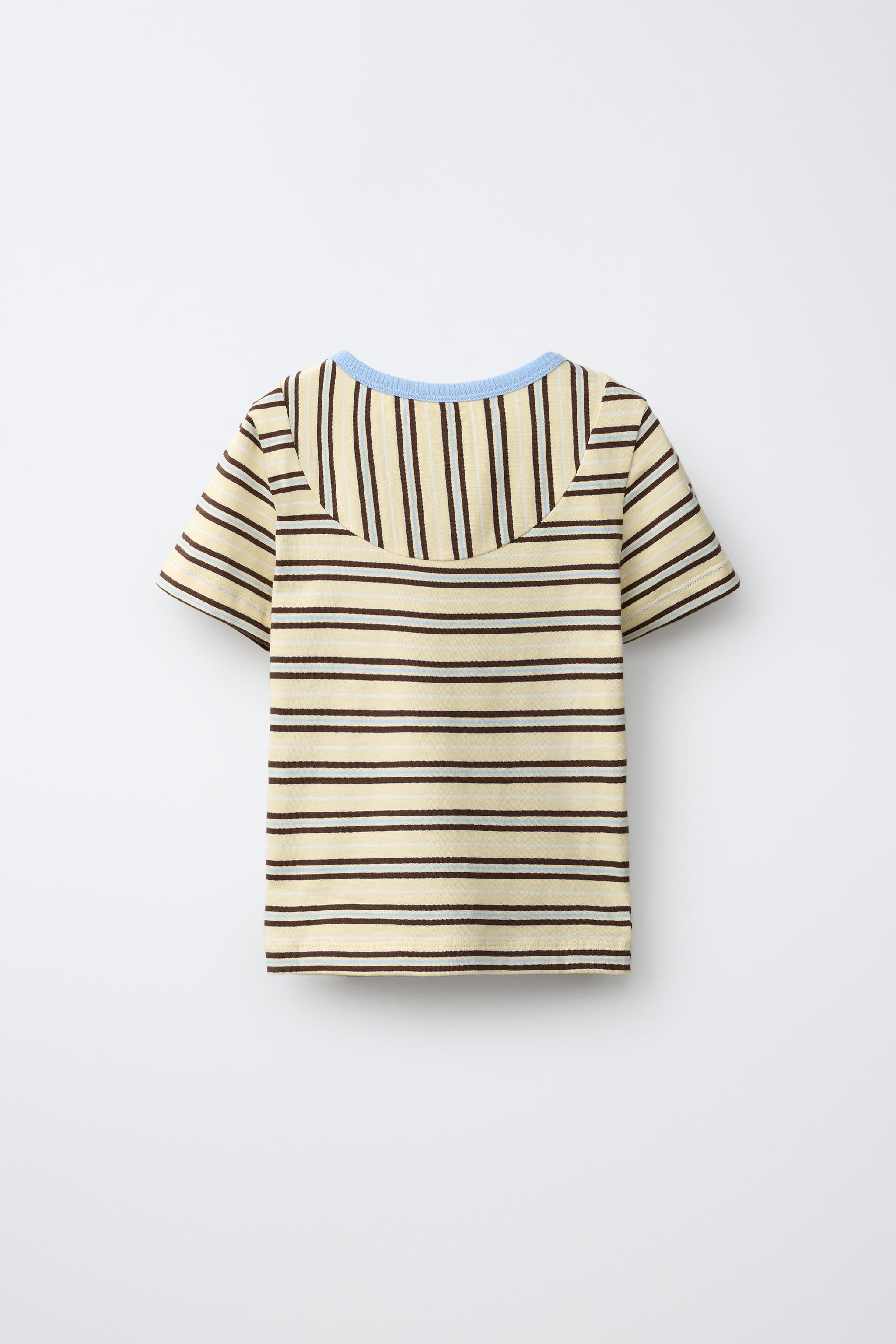 CONTRAST STRIPE T-SHIRT — Vanilla
