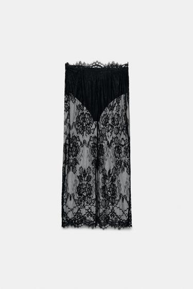 LACE MIDI SKIRT - Black by Zara - Image 8