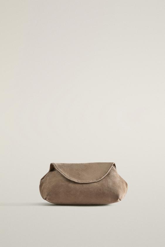 Zara TOILETRY BAG IN SOFT LEATHER - Greenish - Image 0