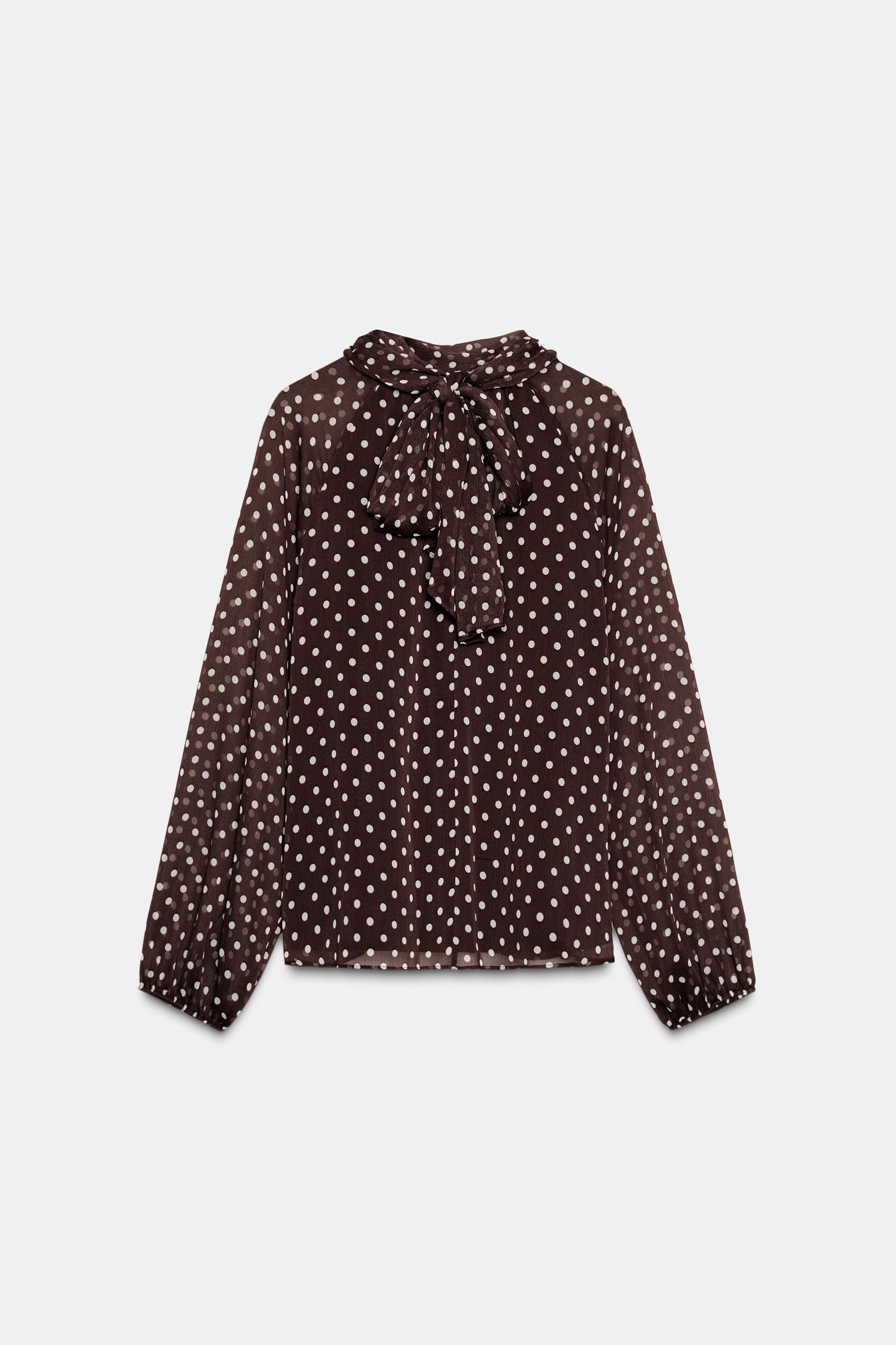 POLKA DOT TIE BLOUSE