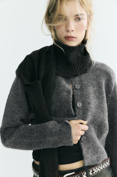 Zara SOFT KNIT CARDIGAN - Mid-gray