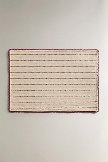 REVERSIBLE CHRISTMAS PLACEMAT - Burgundy by Zara - Image 1