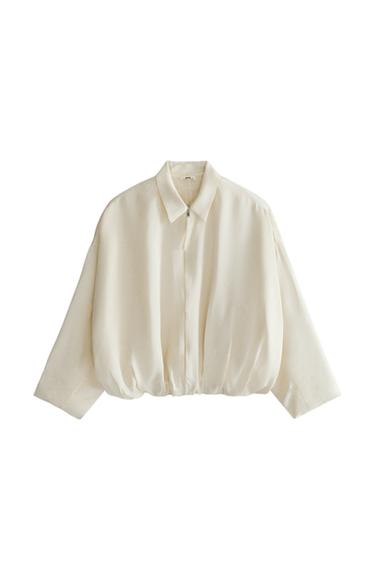 VOLUMINOUS SATEEN SHIRT - Ecru by Zara
