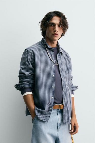 CAMISA CUADROS LIMITED EDITION - Azul de Zara