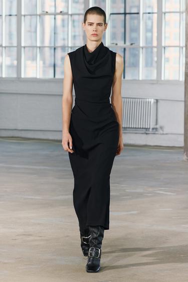 ZW COLLECTION DRAPED MIDI DRESS - Black by Zara - Image 0