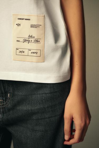 T-SHIRT REGULAR FIT ÉTIQUETTE - Blanc de Zara - Image 2
