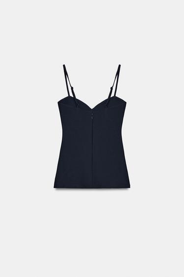 CREPE STRAPPY TOP - Navy blue by Zara - Image 6