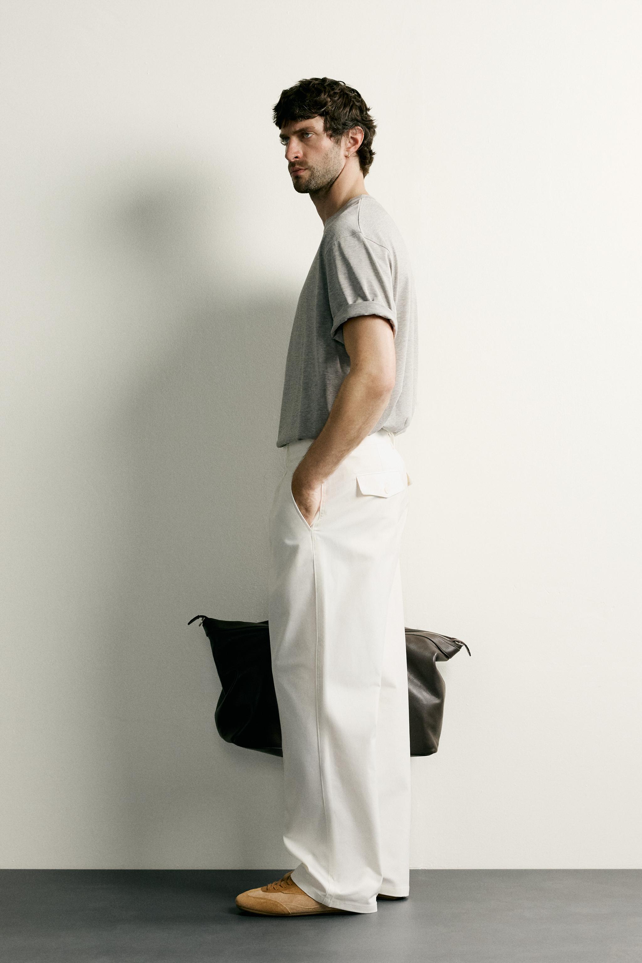 Zara PİLİLİ STRAIGHT FIT PANTOLON görsel 4