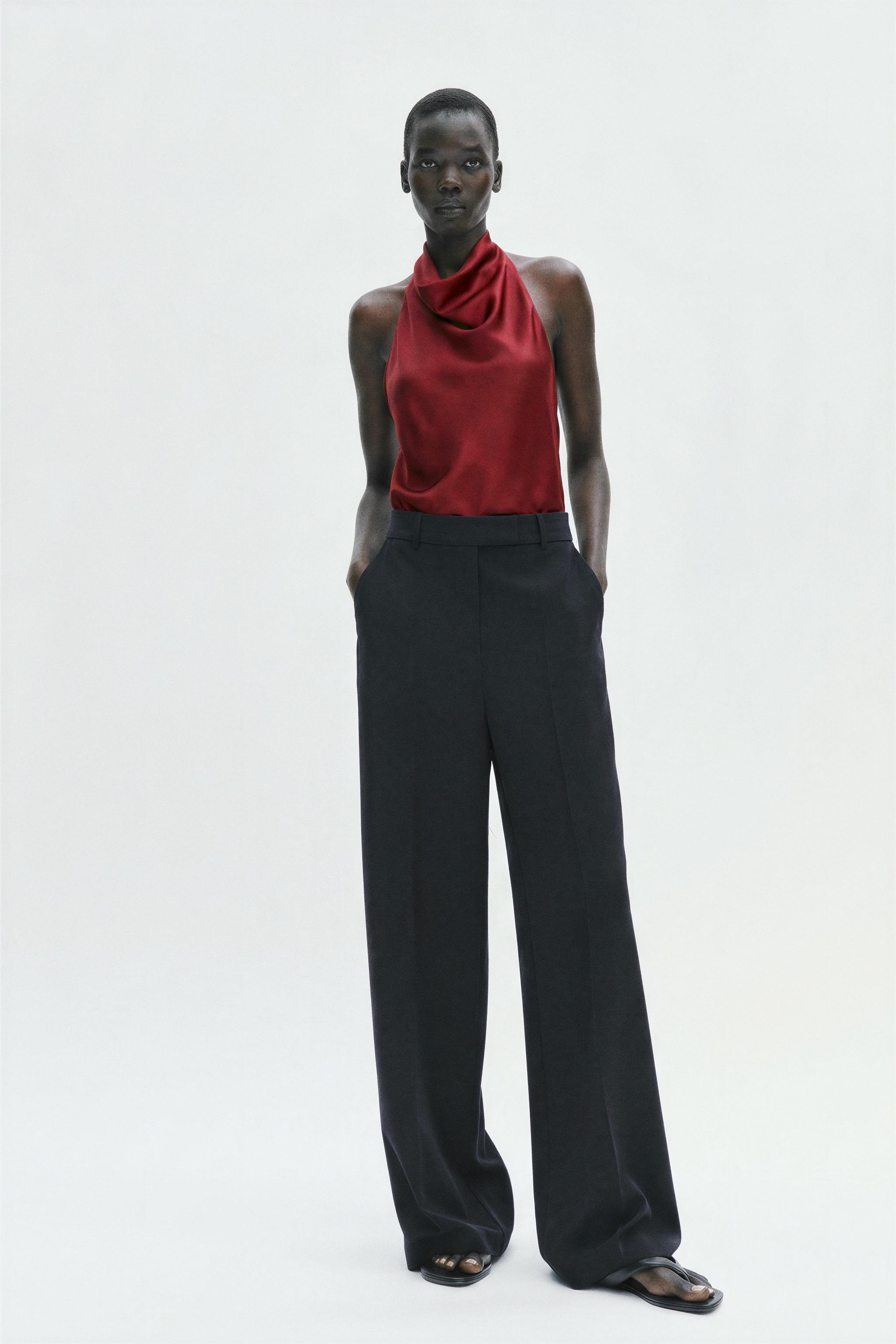 SATIN HALTER TOP - Mid-red | ZARA Turkey