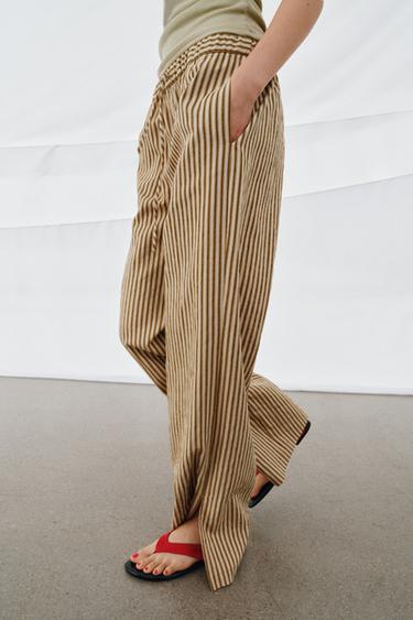 Zara ZW COLLECTION STRIPED PAJAMA PANTS - striped