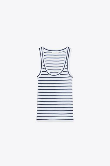 Zara STRAPPY RIB TOP - striped