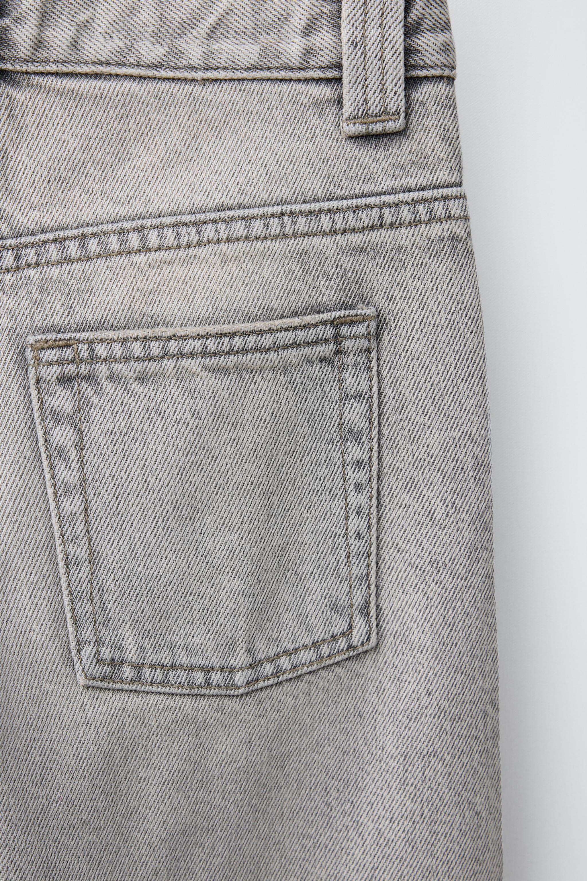 ライトグレーウォッシュドラウンドレッグデニム ウォッシュ加工ワイドレッグデニムパンツ - ライトグレー | ZARA