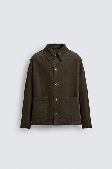CORDUROY OVERSHIRT WITH POCKETS - Dark green by Zara