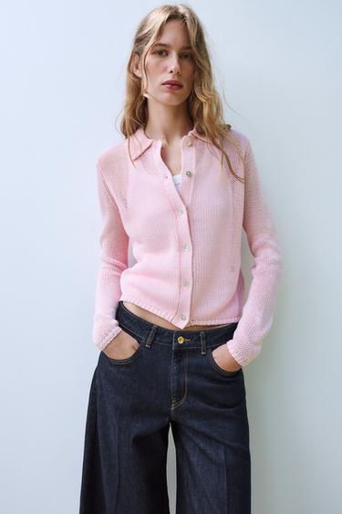 CASACO DE TRICÔ GOLA POLO - Rosa da Zara