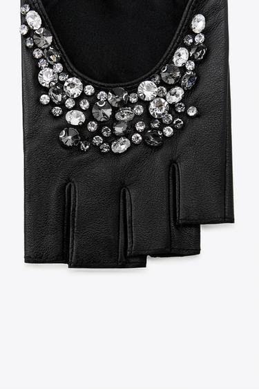 GANTS MITAINES EN CUIR BIJOUX - Noir de Zara - Image 2