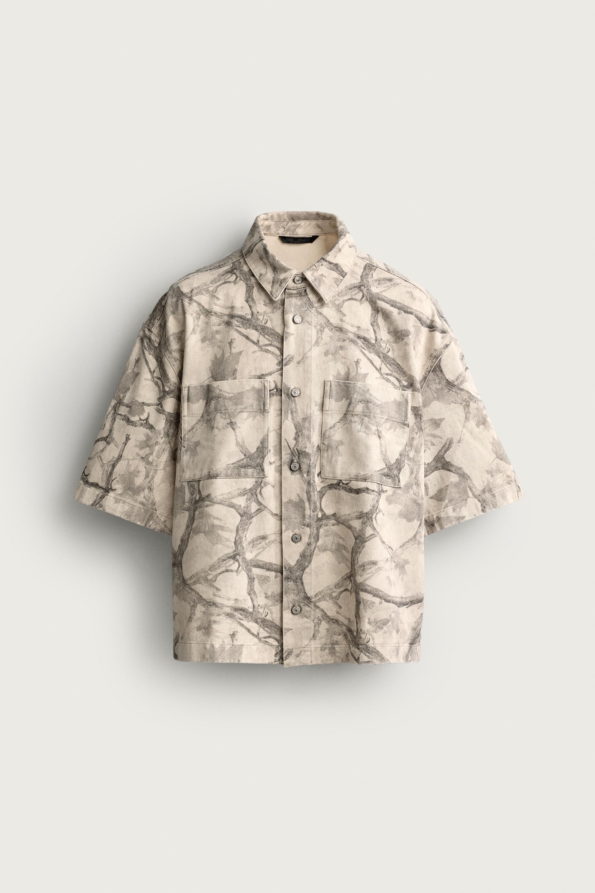 ABSTRACT PRINT BOXY FIT OVERSHIRT — Printed