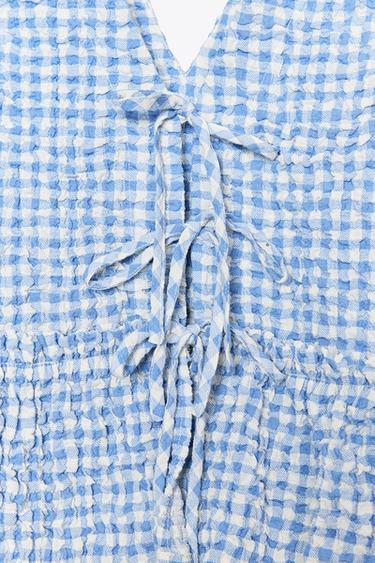 GINGHAM TOP - Light blue by Zara - Image 7