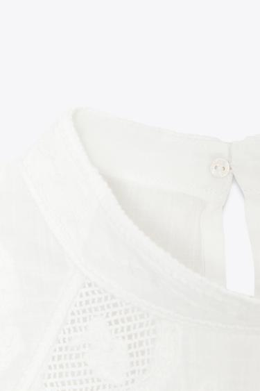 BLOUSE BRODÉE FLEURS - Blanc de Zara - Image 7