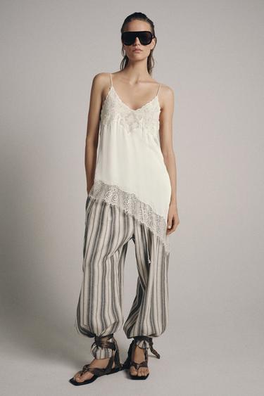ZW COLLECTION LACE-TRIMMED CAMISOLE TOP - White by Zara
