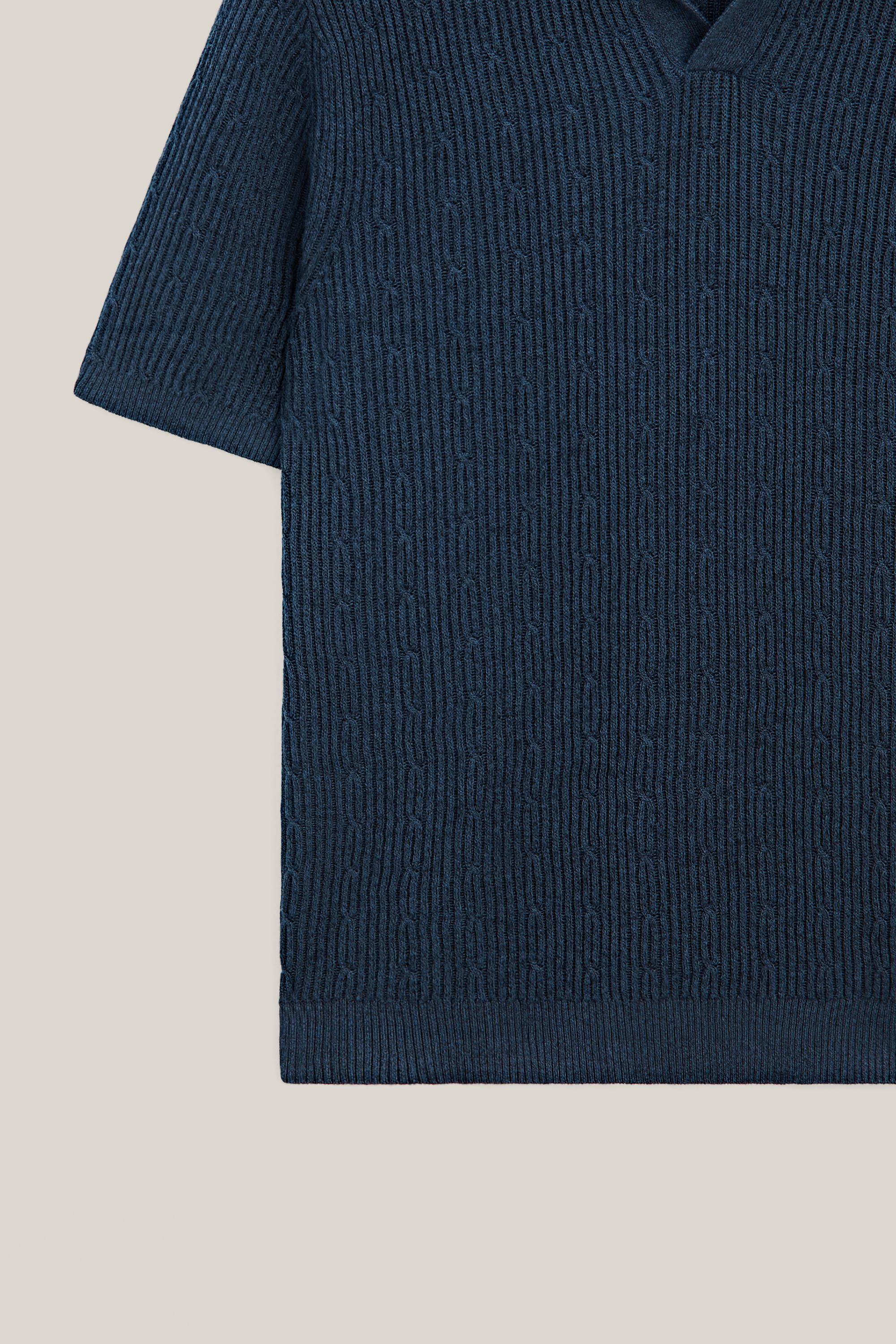 Pull polo en maille tressée