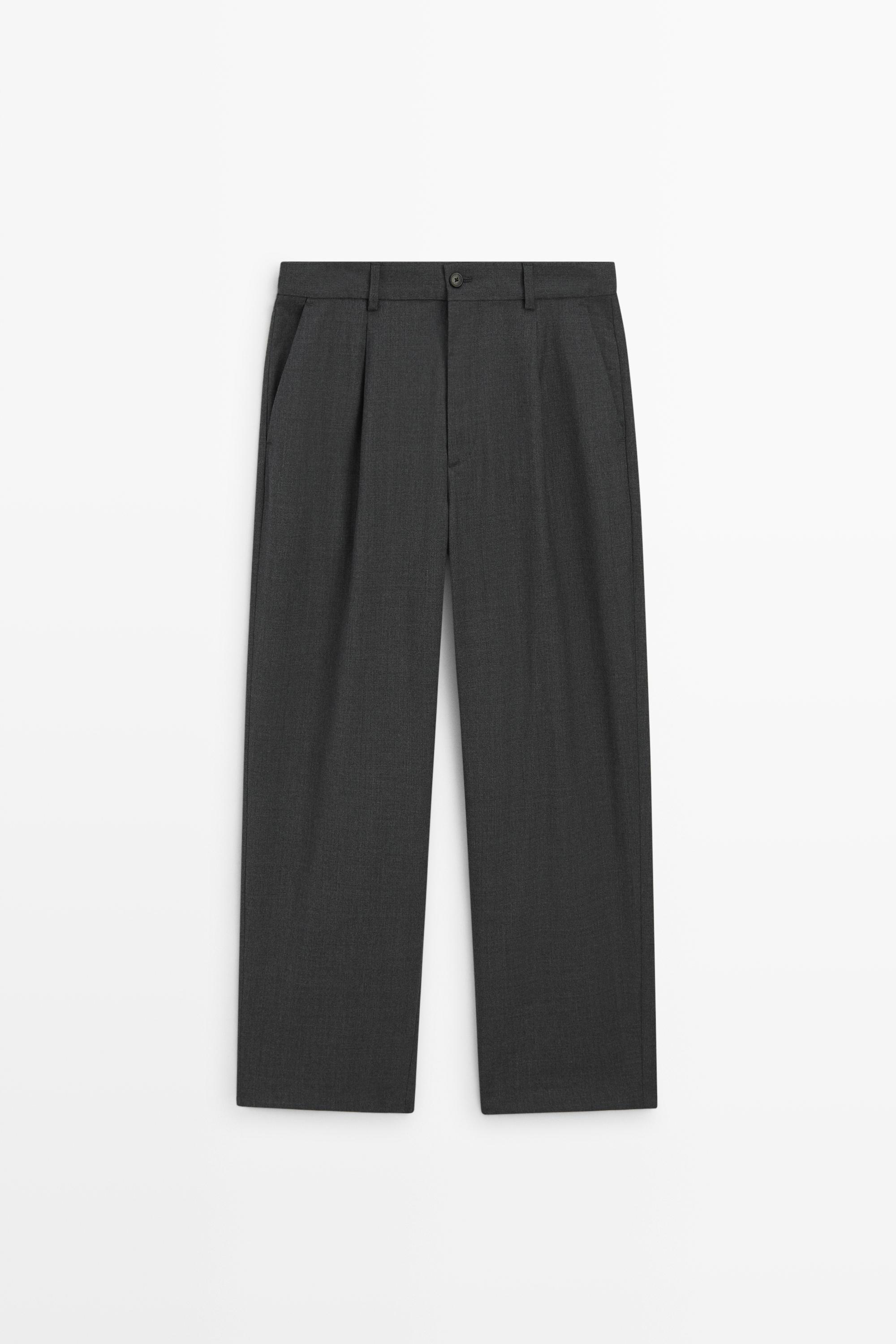 Pantalon relaxed fit pinces 100% laine froide