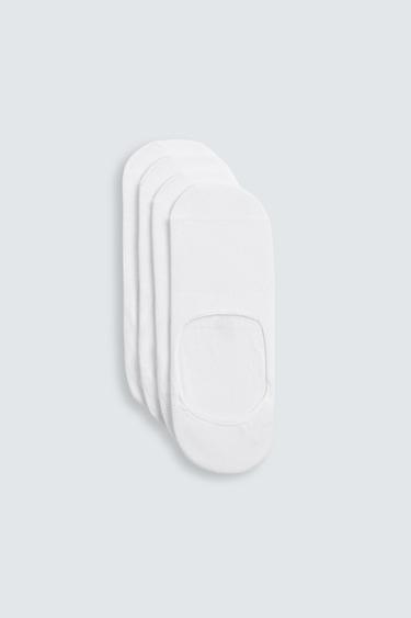 PACK OF 4 BASIC NO-SHOW SOCKS - White by Zara