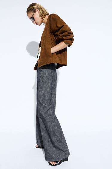 Pantalón palazzo tiro alto lino -  de Zara