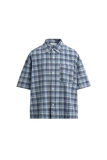 CAMISA BOXY FIT CUADROS - Azul de Zara