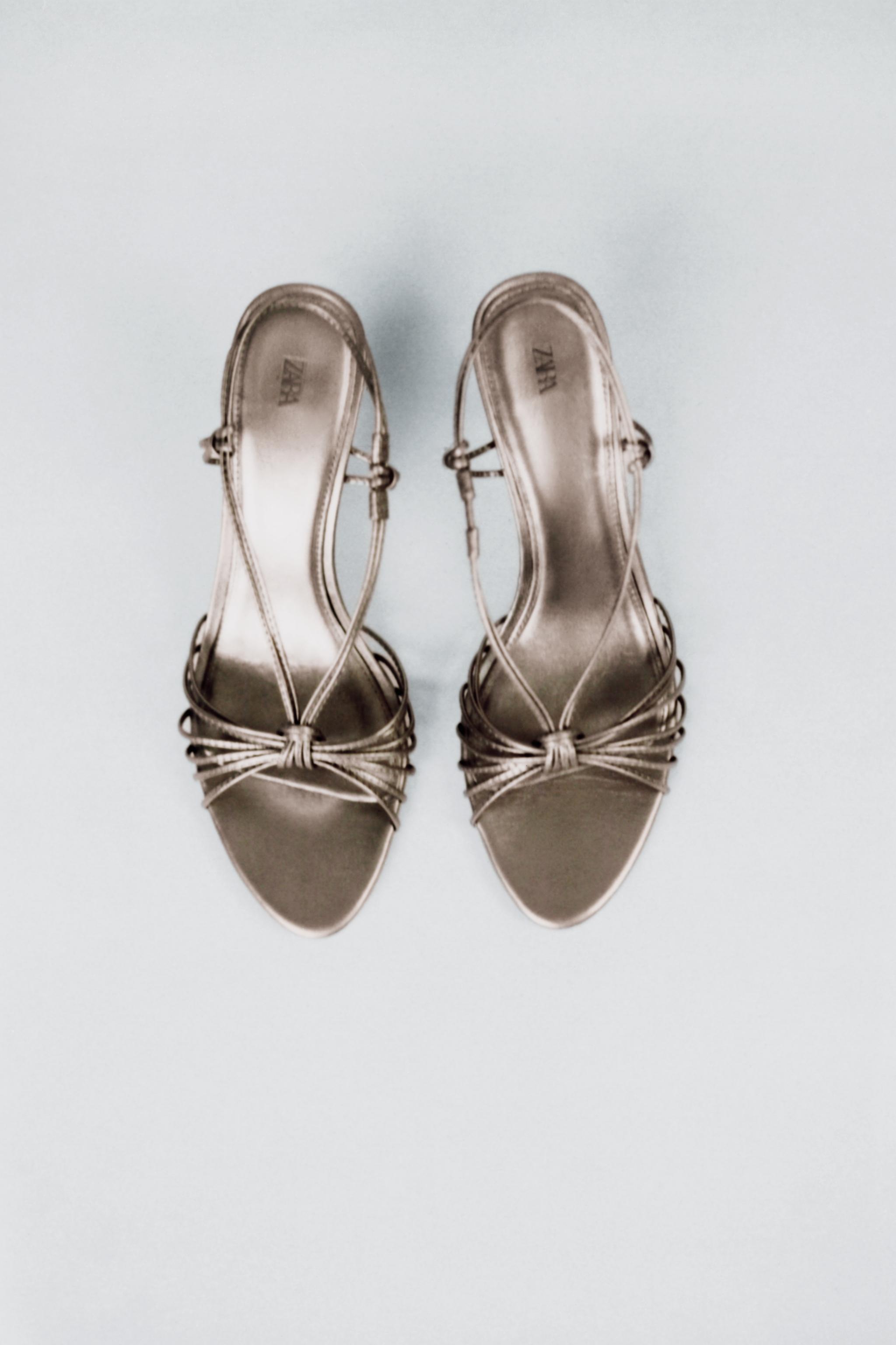Sarifina Knotted Strapサンダル KNOT STRAP LEATHER SANDALS - Bronze | ZARA United States